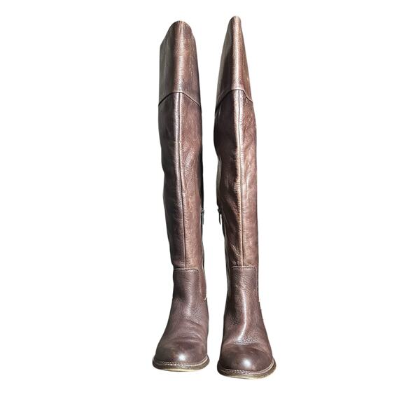 Franco Sarto Haleen Brown Leather Wide Calf Over-the-Knee Size 7.5M WC - Picture 3 of 14